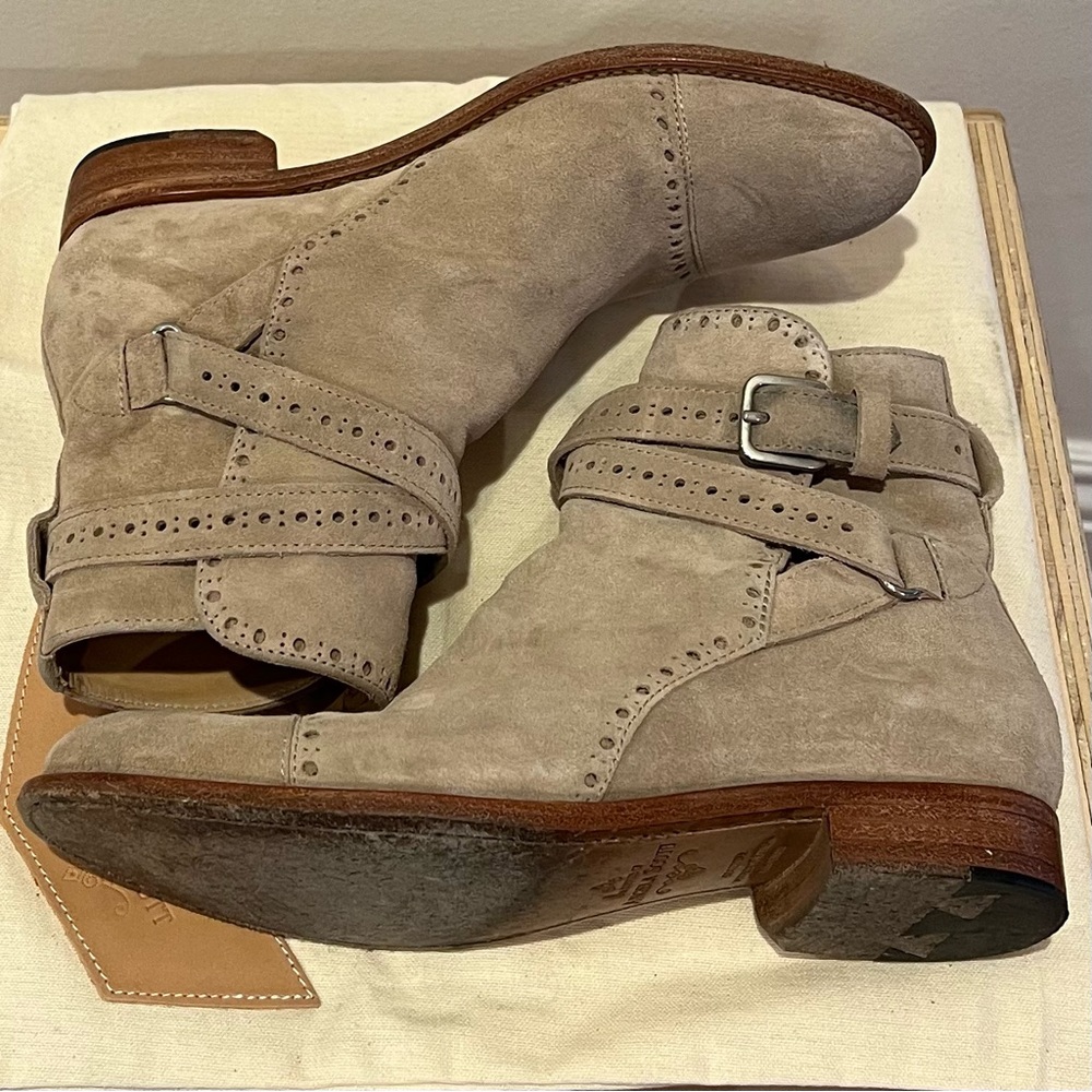 The Office of Angela Scott Tan Suede Boots 6